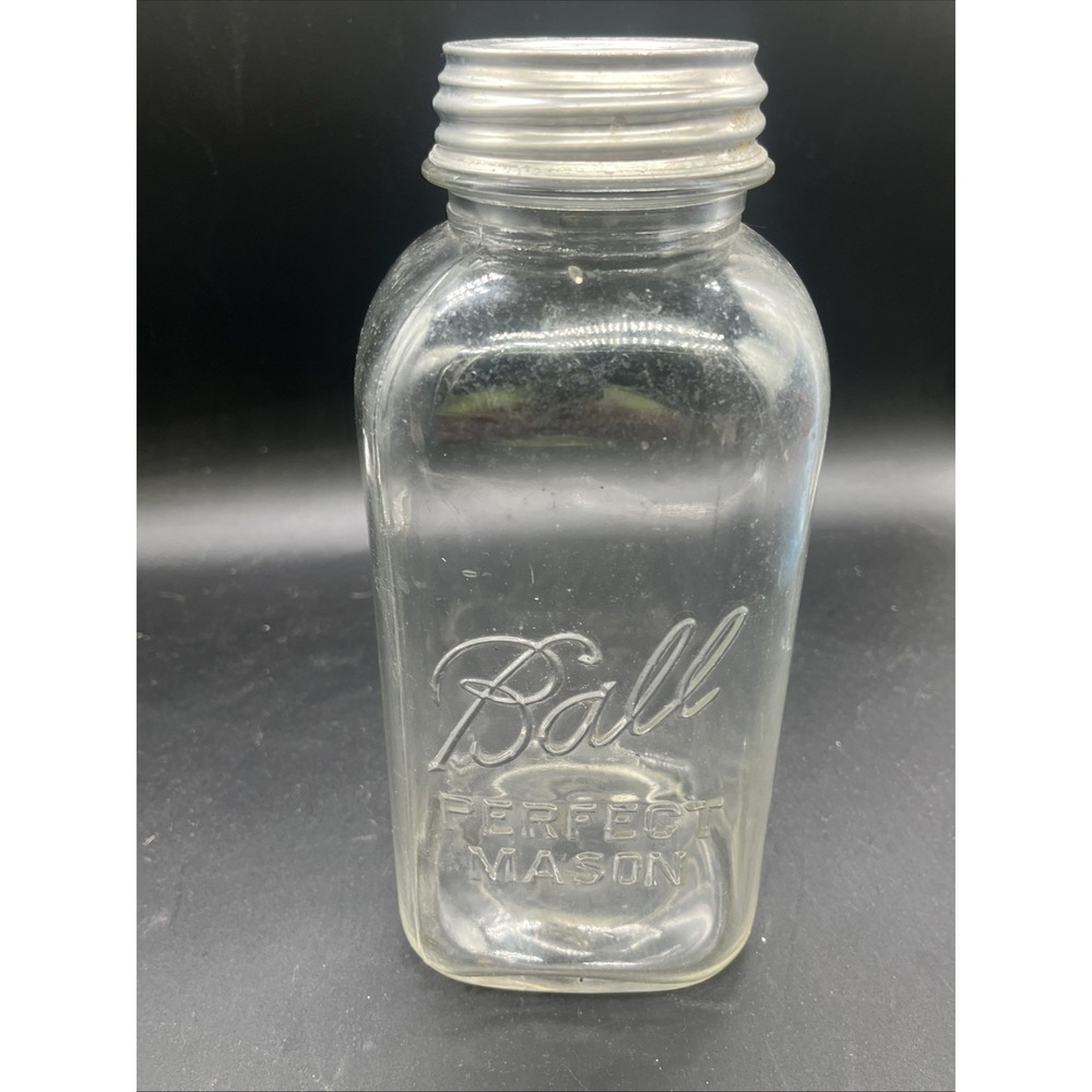 Vtg Ball Perfect Mason Square Half Gallon Jar Mold 5 Wide Mouth Presto Lid
